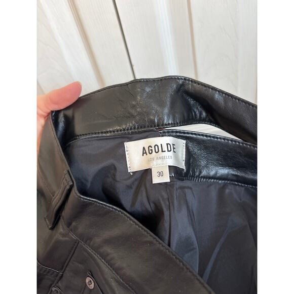 AGOLDE Black Recycled Leather Broken Waistband NWOT Pants Size 30 - Picture 6 of 8